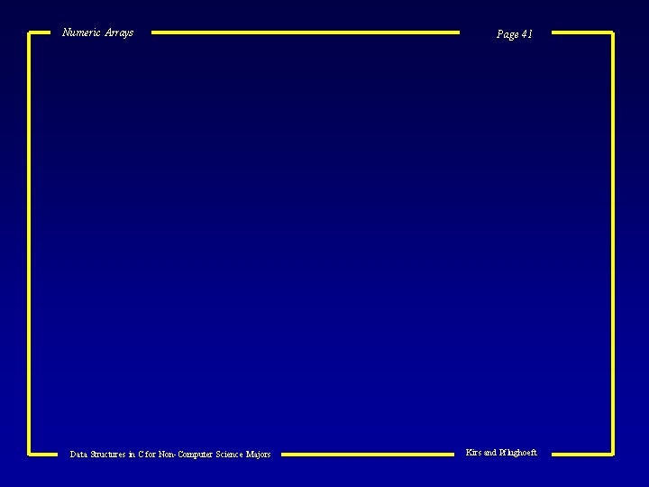 Numeric Arrays Data Structures in C for Non-Computer Science Majors Page 41 Kirs and