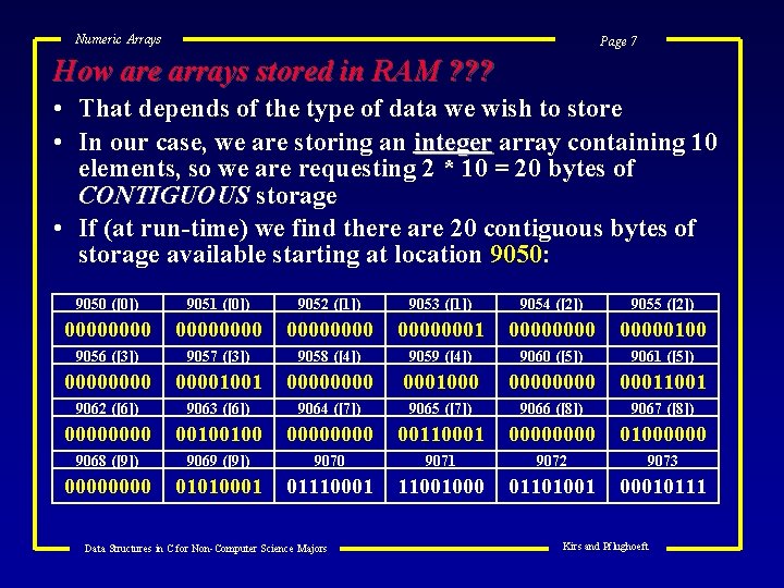 Numeric Arrays Page 7 How are arrays stored in RAM ? ? ? •