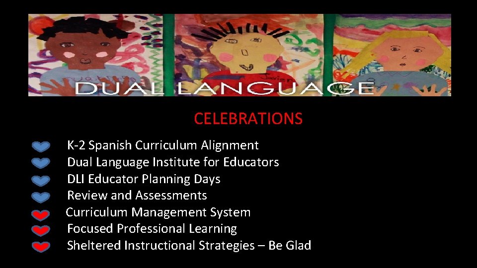 CELEBRATIONS K-2 Spanish Curriculum Alignment Dual Language Institute for Educators DLI Educator Planning Days