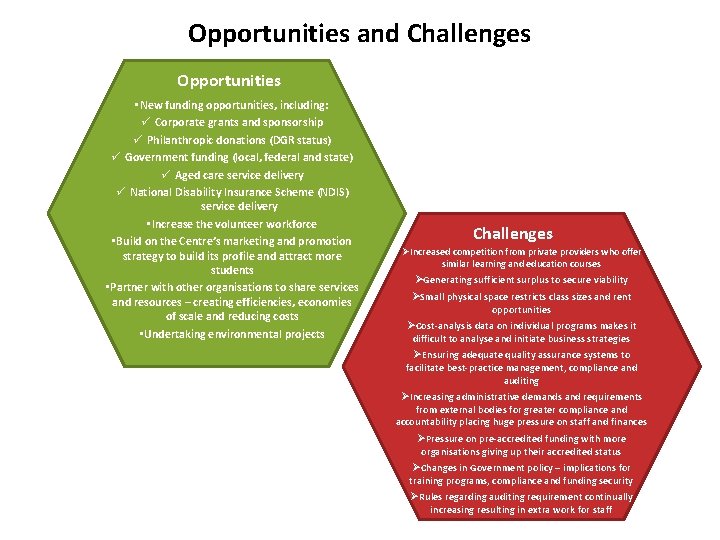 Opportunities and Challenges Opportunities • New funding opportunities, including: ü Corporate grants and sponsorship