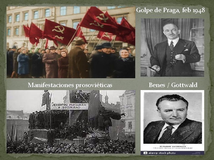 Golpe de Praga, feb 1948 Manifestaciones prosoviéticas Benes / Gottwald 