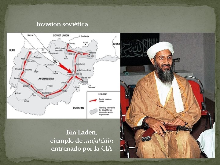 Invasión soviética Bin Laden, ejemplo de mujahidin entrenado por la CIA 