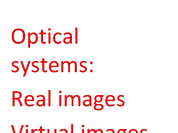 Optical systems: Real images 