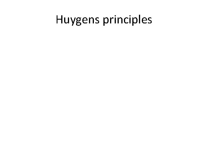 Huygens principles 