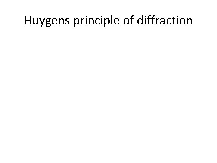 Huygens principle of diffraction 