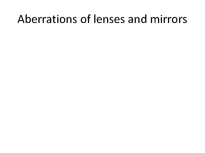 Aberrations of lenses and mirrors 