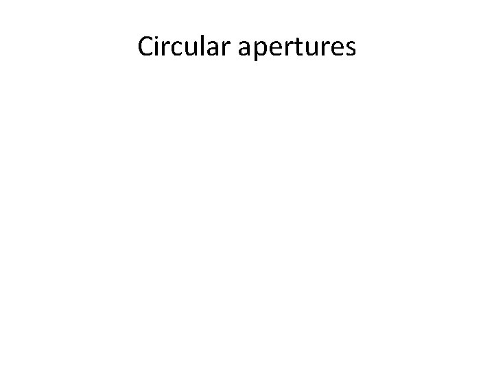 Circular apertures 