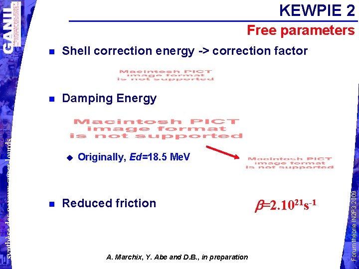 KEWPIE 2 Shell correction energy -> correction factor Damping Energy Originally, Ed=18. 5 Me.