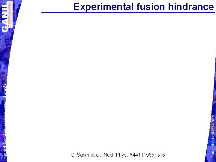 C. Sahm et al. , Nucl. Phys. A 441 (1985) 316 Forum théorie IN