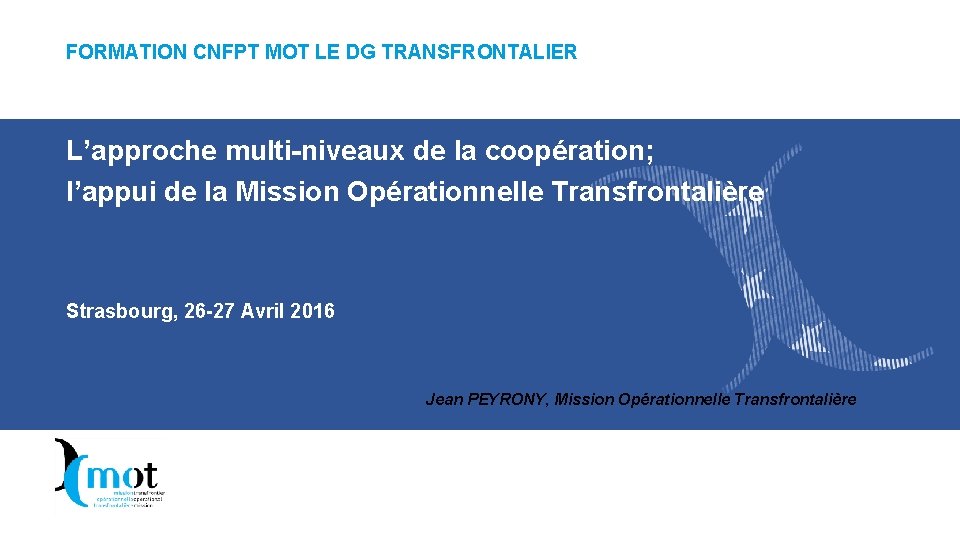FORMATION CNFPT MOT LE DG TRANSFRONTALIER L’approche multi-niveaux de la coopération; l’appui de la