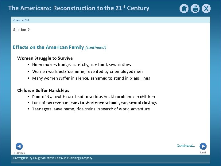 The Americans: Reconstruction to the 21 st Century Chapter 14 Section-2 Effects on the