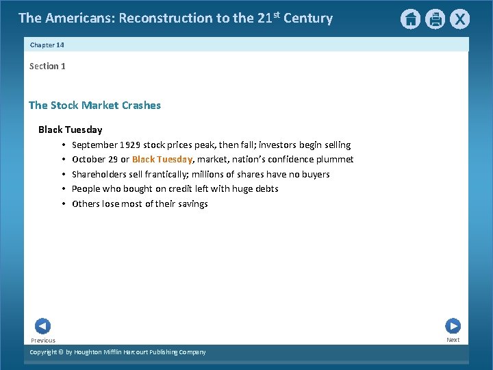 The Americans: Reconstruction to the 21 st Century Chapter 14 Section 1 The Stock