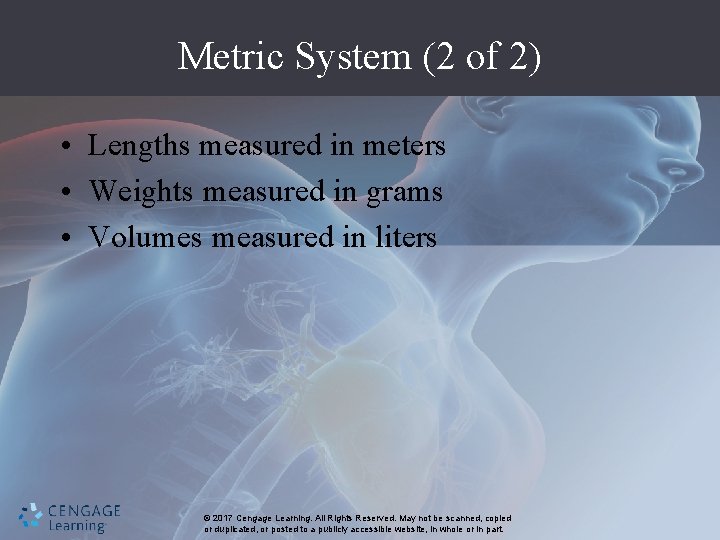 Metric System (2 of 2) • Lengths measured in meters • Weights measured in