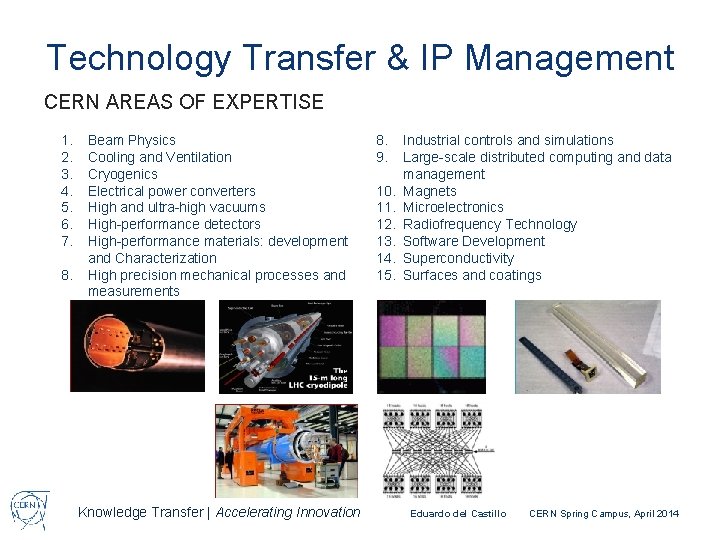 Technology Transfer & IP Management CERN AREAS OF EXPERTISE 1. 2. 3. 4. 5.