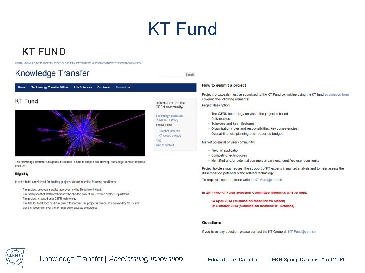 KT Fund KT FUND Knowledge Transfer | Accelerating Innovation Eduardo del Castillo CERN Spring