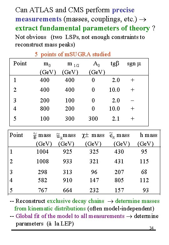 Can ATLAS and CMS perform precise measurements (masses, couplings, etc. ) extract fundamental parameters