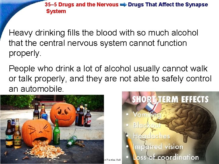 35– 5 Drugs and the Nervous System Drugs That Affect the Synapse Heavy drinking