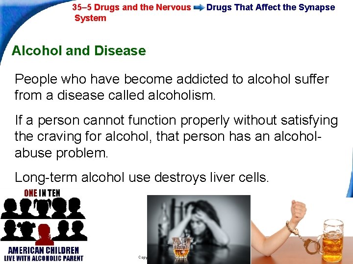 35– 5 Drugs and the Nervous System Drugs That Affect the Synapse Alcohol and