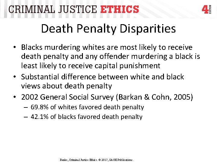 Death Penalty Disparities • Blacks murdering whites are most likely to receive death penalty