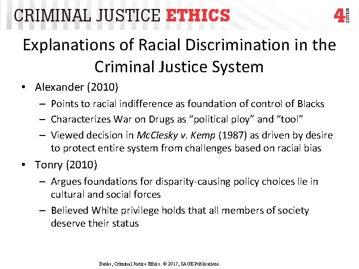 Explanations of Racial Discrimination in the Criminal Justice System • Alexander (2010) – Points