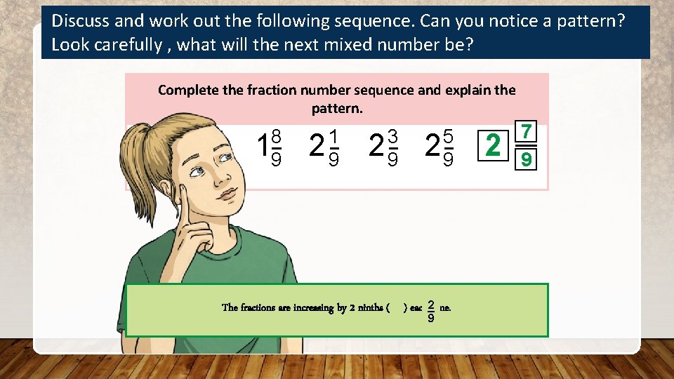 Discuss and work out the following sequence. Can you notice a pattern? Look carefully