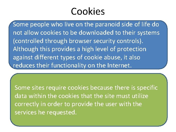 Cookies Some people who live on the paranoid side of life do not allow