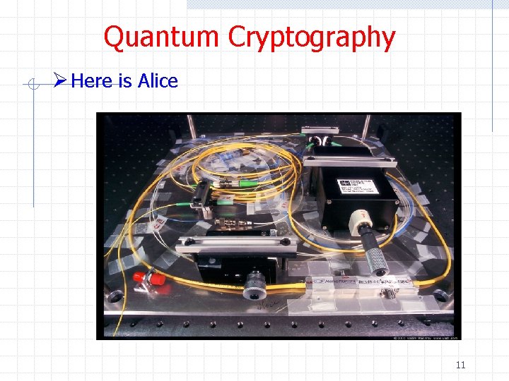 Quantum Cryptography Ø Here is Alice 11 