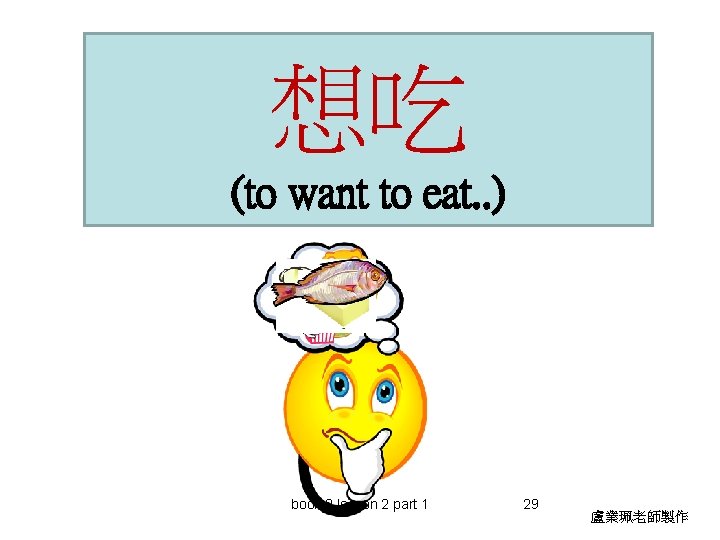 想吃 (to want to eat. . ) book 2 lesson 2 part 1 29