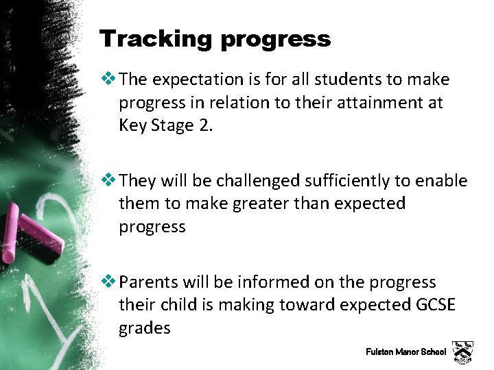 Tracking progress v The expectation is for all students to make progress in relation