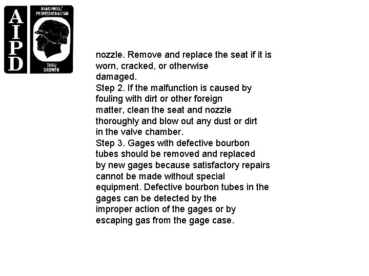 nozzle. Remove and replace the seat if it is worn, cracked, or otherwise damaged.