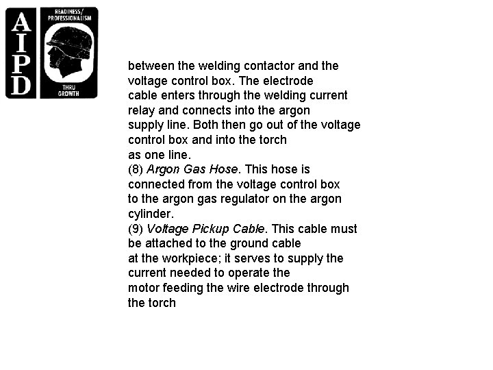 between the welding contactor and the voltage control box. The electrode cable enters through