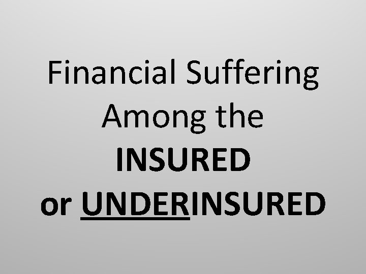 Financial Suffering Among the INSURED or UNDERINSURED 
