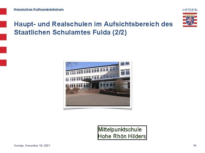Hessisches Kultusministerium Haupt- und Realschulen im Aufsichtsbereich des Staatlichen Schulamtes Fulda (2/2) Mittelpunktschule Hohe