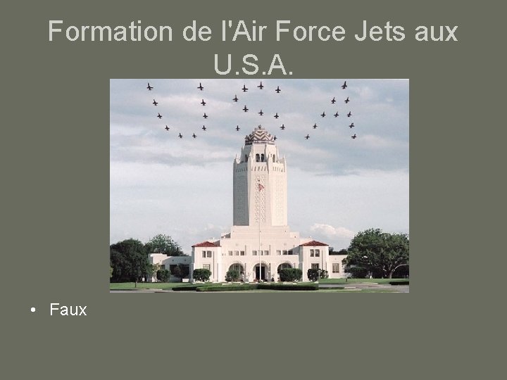Formation de l'Air Force Jets aux U. S. A. • Faux 