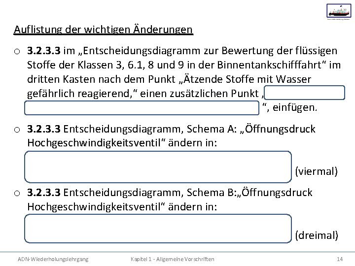 Auflistung der wichtigen Änderungen o 3. 2. 3. 3 im „Entscheidungsdiagramm zur Bewertung der