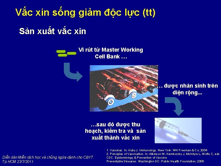 Vắc xin sống giảm độc lực (tt) Sản xuất vắc xin Vi rút từ