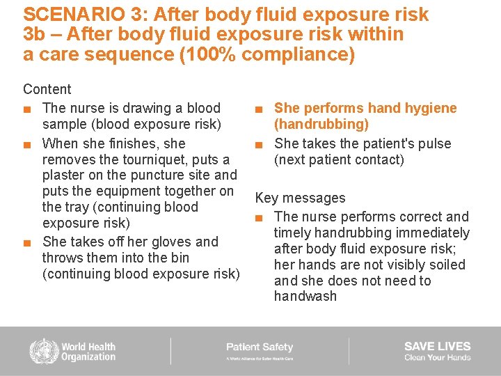 SCENARIO 3: After body fluid exposure risk 3 b – After body fluid exposure