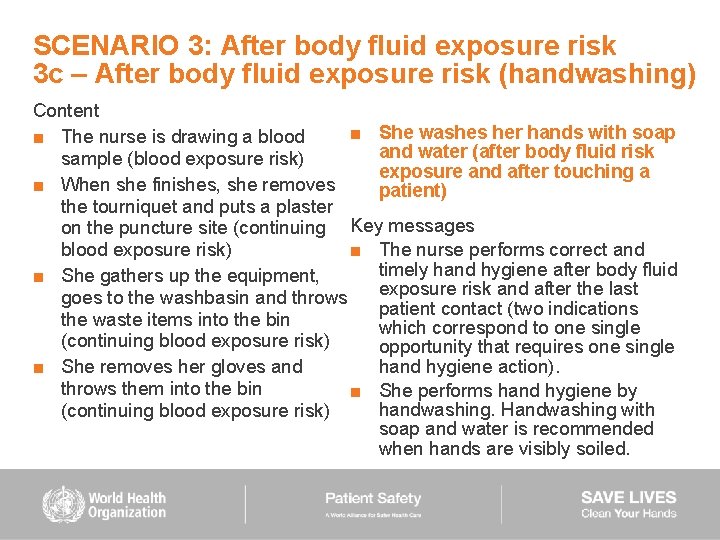 SCENARIO 3: After body fluid exposure risk 3 c – After body fluid exposure