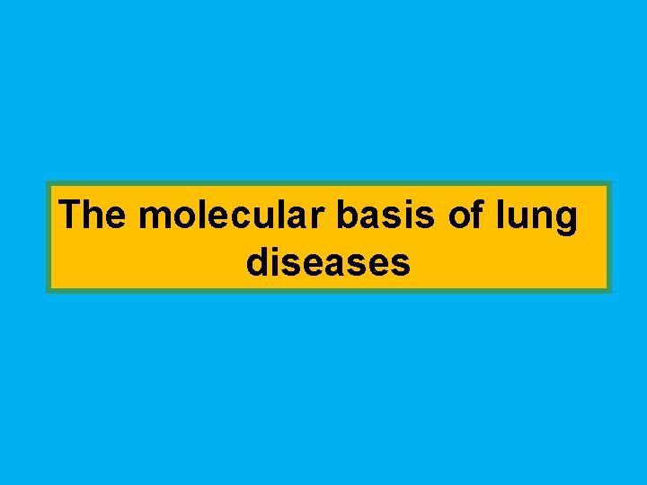 The molecular basis of lung diseases 
