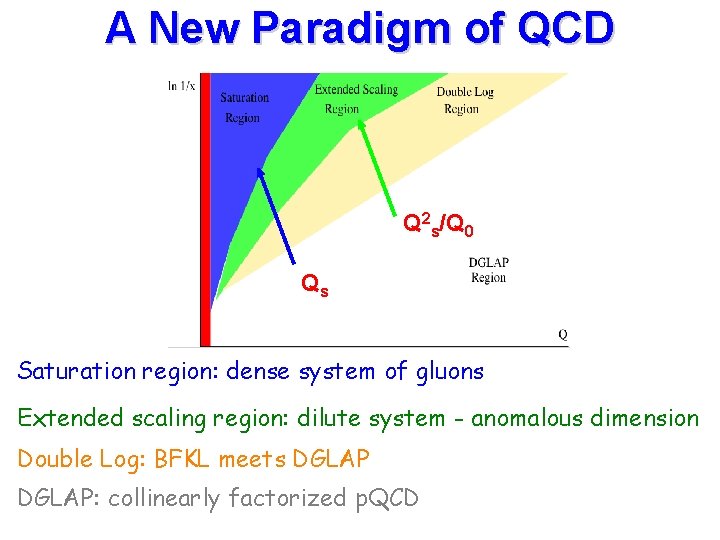 A New Paradigm of QCD Q 2 s/Q 0 Qs Saturation region: dense system