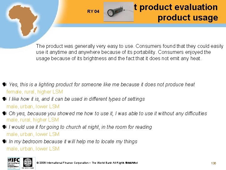 RY 04 Test product evaluation product usage The product was generally very easy to