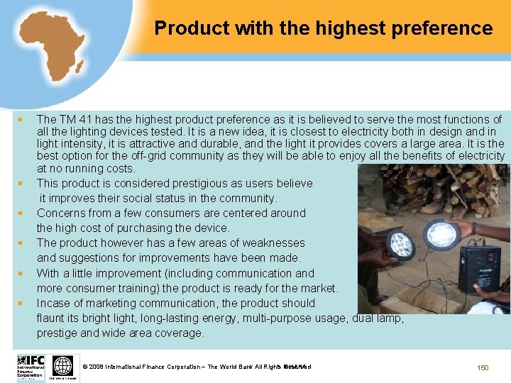 Product with the highest preference § § § The TM 41 has the highest