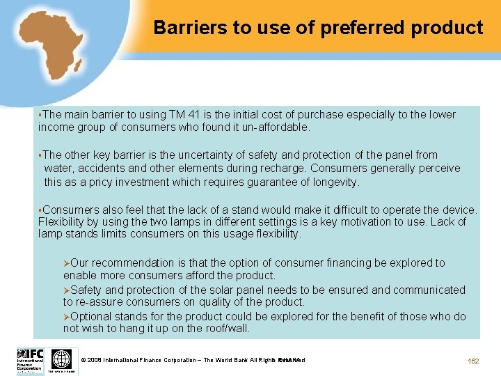 Barriers to use of preferred product §The main barrier to using TM 41 is