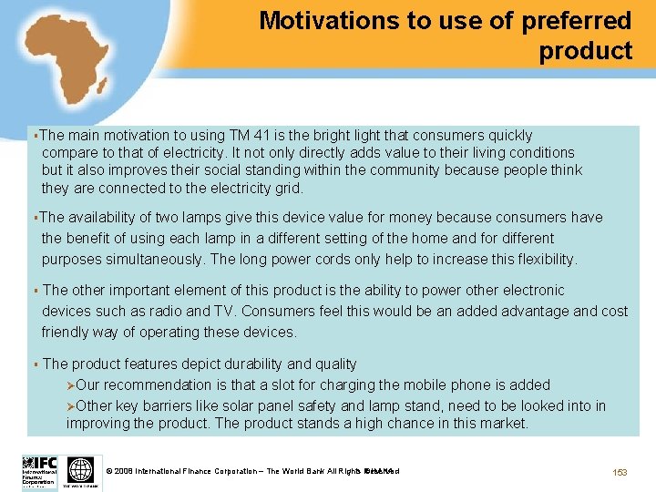 Motivations to use of preferred product §The main motivation to using TM 41 is