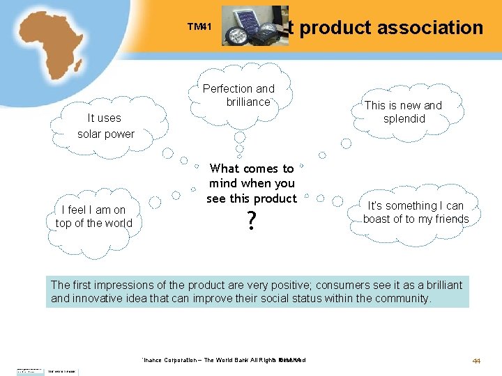 TM 41 Test product association Perfection and brilliance It uses solar power I feel