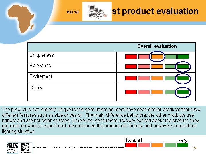 KO 13 Test product evaluation Overall evaluation Uniqueness Relevance Excitement Clarity The product is