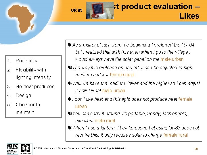 UR 83 Test product evaluation – Likes As a matter of fact, from the