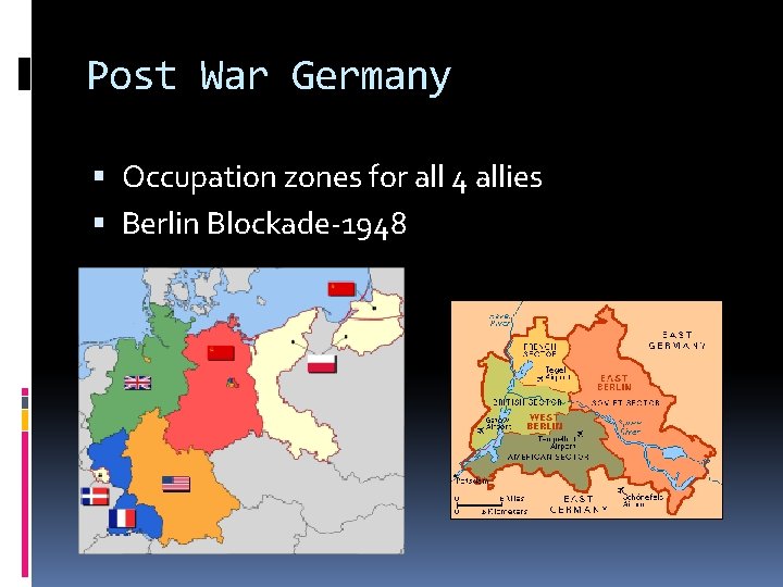 Post War Germany Occupation zones for all 4 allies Berlin Blockade-1948 