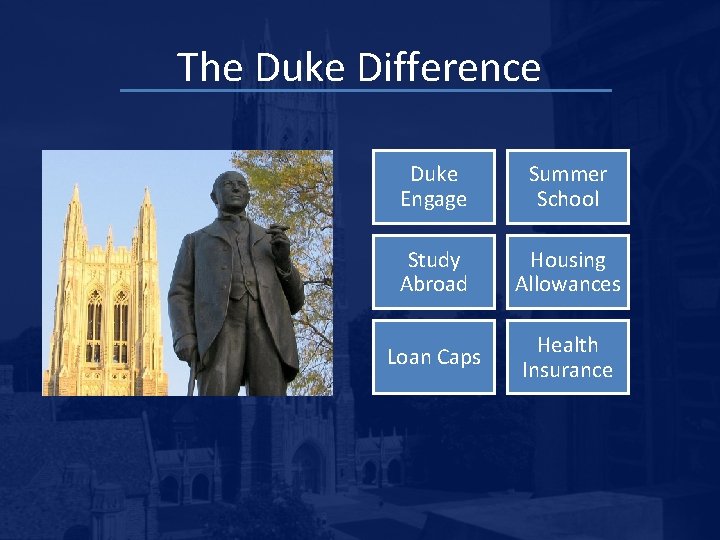 The Duke Difference Duke Engage Summer School Study Abroad Housing Allowances Loan Caps Health