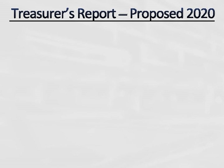 Treasurer’s Report – Proposed 2020 